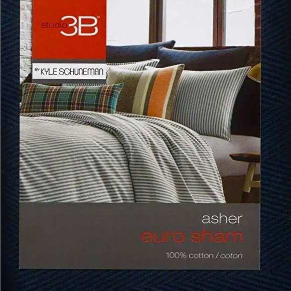 Studio 3B Asher Euro European Pillow Sham - Navy Blue - Picture 2 of 2